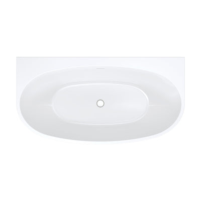 Fienza Keeto Back-To-Wall Acrylic Bath 1500mm Gloss White with Overflow