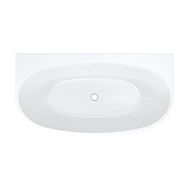 Fienza Keeto Back-To-Wall Acrylic Bath 1500mm Gloss White with Overflow