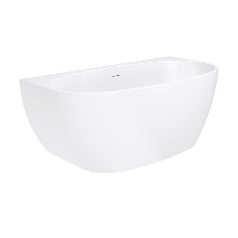 Fienza Keeto Back-To-Wall Acrylic Bath 1500mm Gloss White with Overflow