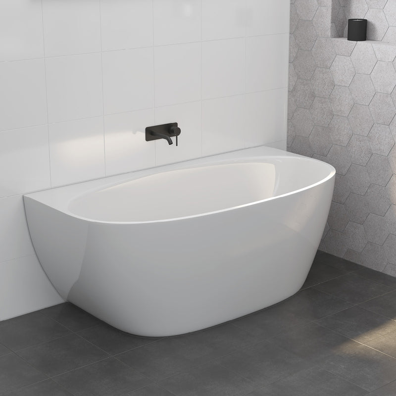 Fienza Keeto Back-To-Wall Acrylic Bath 1500mm Gloss White - Sydney Home Centre
