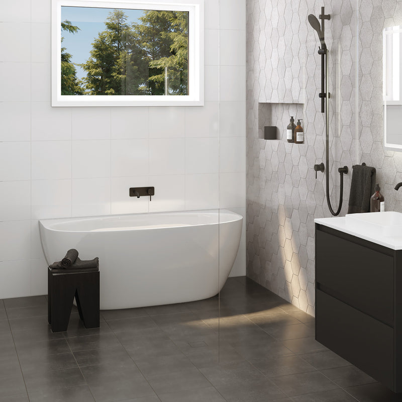 Fienza Keeto Back-To-Wall Acrylic Bath 1700mm Gloss White - Sydney Home Centre