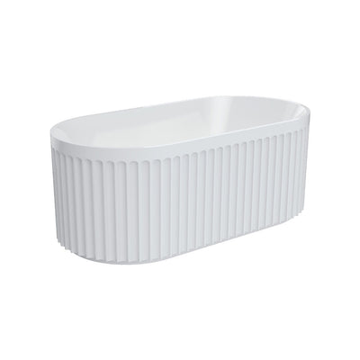 Fienza Eleanor Fluted Freestanding Acrylic Bath 1500mm Gloss White - Sydney Home Centre