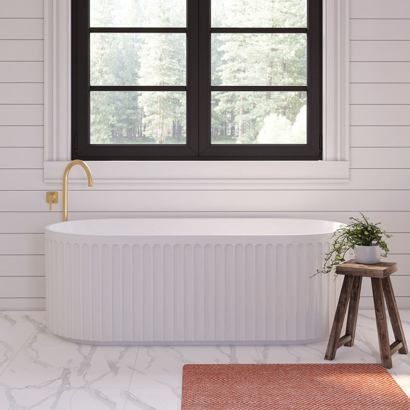 Fienza Eleanor Fluted Freestanding Acrylic Bath 1700mm Gloss White - Sydney Home Centre