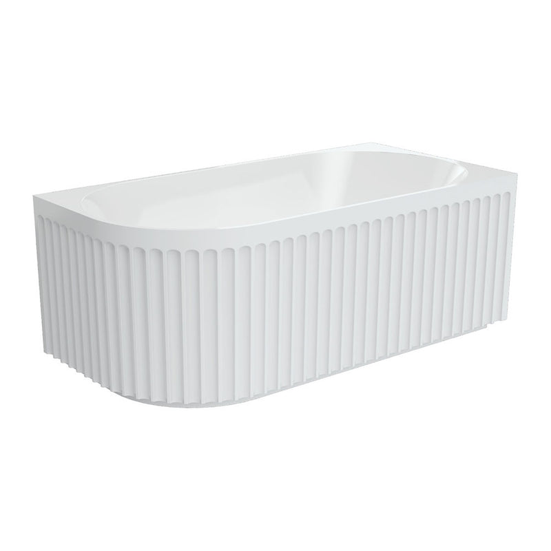 Fienza Eleanor Fluted Left-Hand Acrylic Corner Bath 1500mm Gloss White - Sydney Home Centre