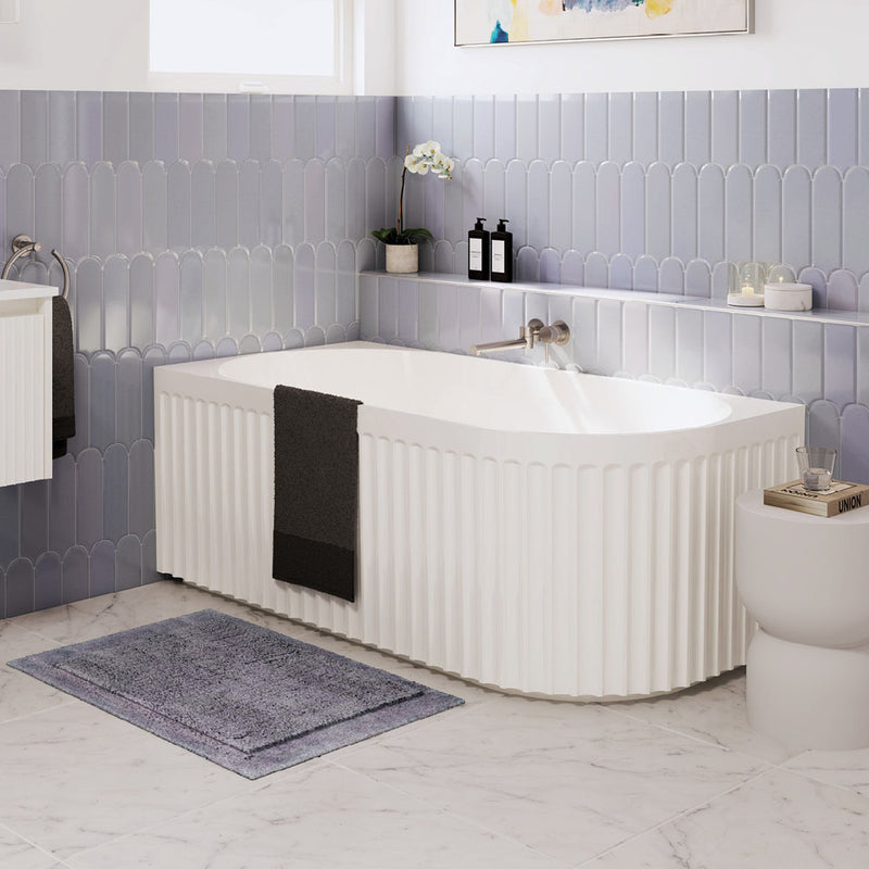 Fienza Eleanor Fluted Right-Hand Acrylic Corner Bath 1500mm Gloss White - Sydney Home Centre