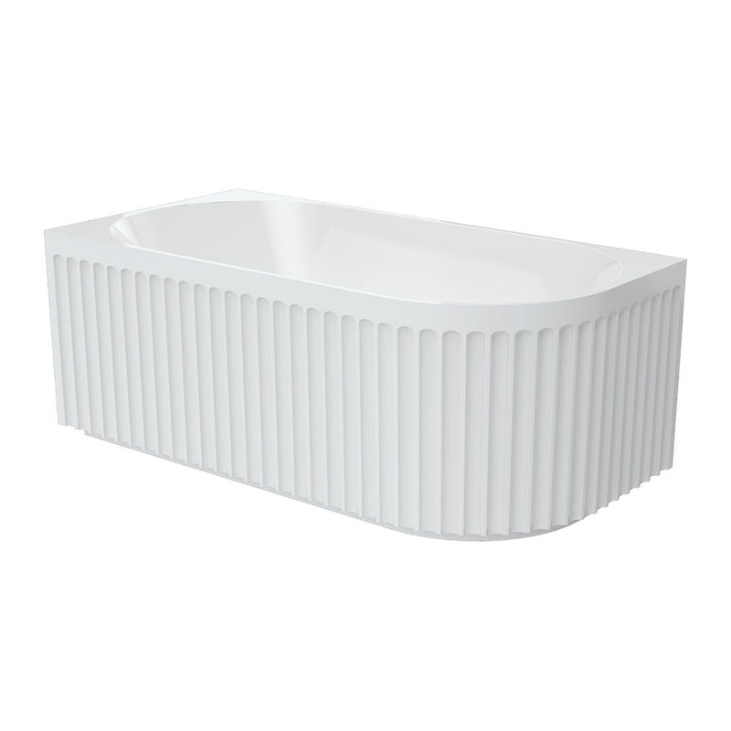 Fienza Eleanor Fluted Right-Hand Acrylic Corner Bath 1500mm Gloss White - Sydney Home Centre