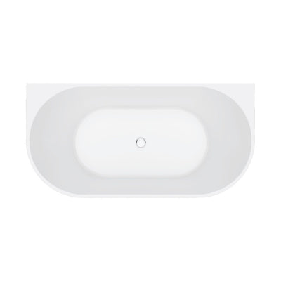 Fienza Eleanor Fluted Back-to-Wall Acrylic Bath 1500mm Gloss White - Sydney Home Centre