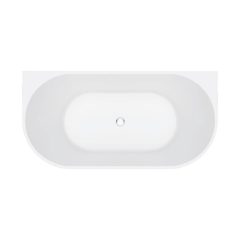 Fienza Eleanor Fluted Back-to-Wall Acrylic Bath 1500mm Gloss White - Sydney Home Centre