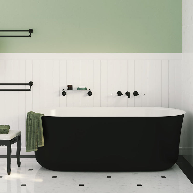 Fienza Windsor Freestanding Acrylic Bath 1700mm Matte Black - Sydney Home Centre