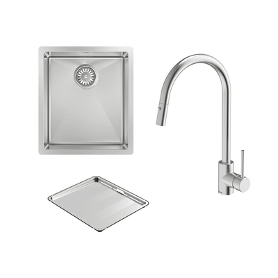 Abey Alfresco 340 Single Bowl Sink With Drain Tray & Gareth Ashton Pull Out Kitchen Mixer