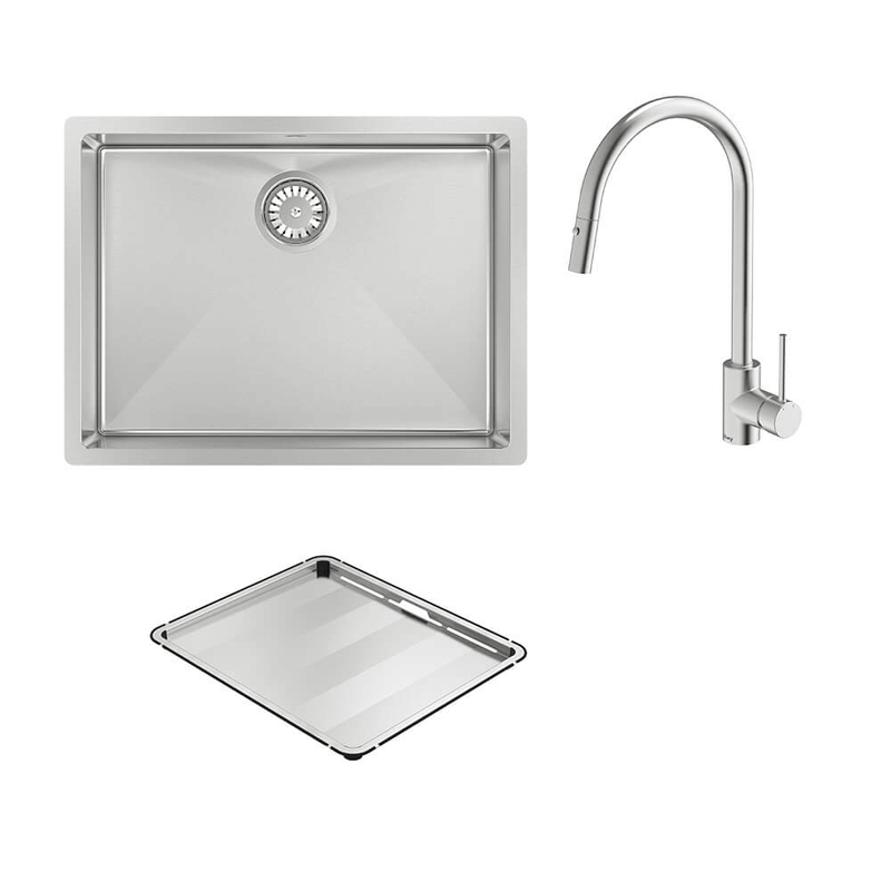 Abey Alfresco 540 Large Bowl Sink With Drain Tray & Gareth Ashton Pull Out Kitchen Mixer