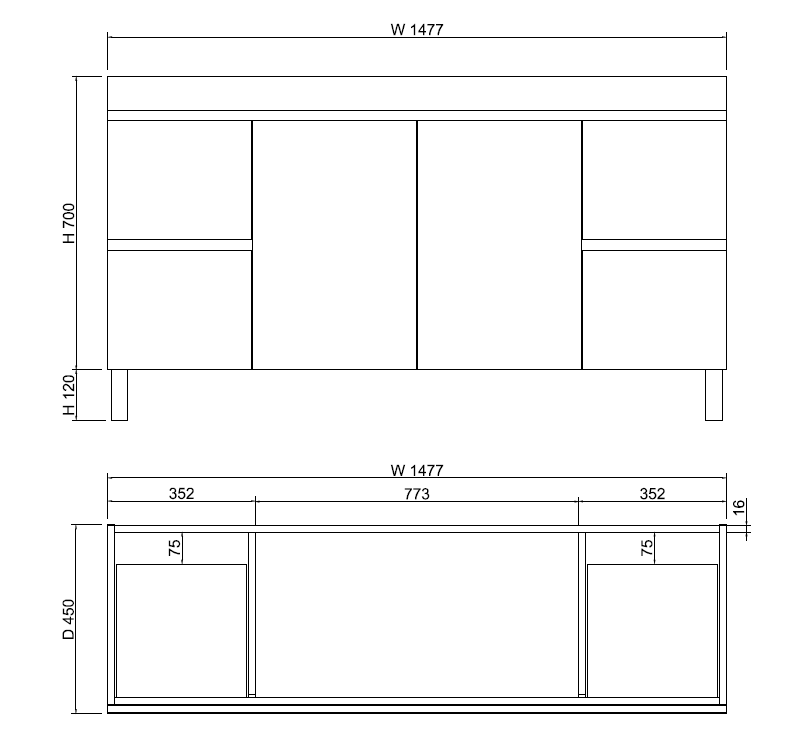 Viva ABS DFL2 1500mm Dark Oak Single Bowl With Legs Freestanding Vanity (Handy Ceramic Top) - Sydney Home Centre