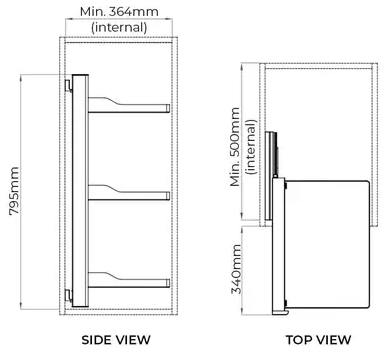 Higold A Series Slide Out Wardrobe Storage Baskets 3-Tier Left Side Mount Natural with Grey - Sydney Home Centre