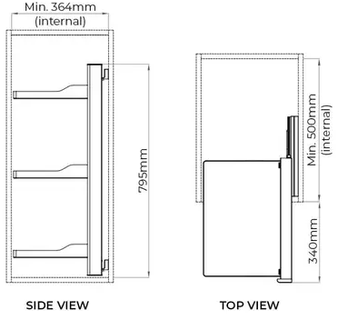 Higold A Series Slide Out Wardrobe Storage Baskets 3-Tier Right Side Mount Natural with Grey - Sydney Home Centre