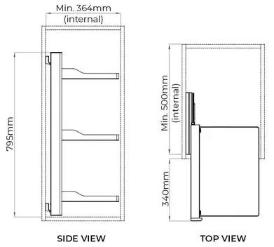 Higold B Series Slide Out Wardrobe Storage Baskets 3-Tier Left Side Mount Natural with Grey - Sydney Home Centre