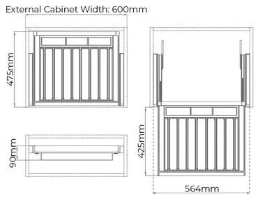 Higold B Series Pull Out Trouser and Belt Rack Holds 8 Pairs Fits 600mm Cabinet Teal with Satin Champagne - Sydney Home Centre