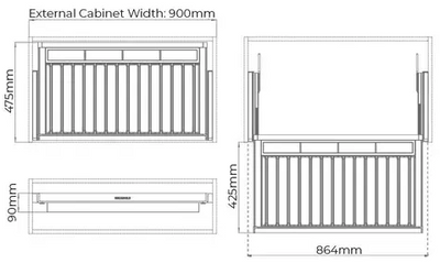 Higold B Series Pull Out Trouser and Belt Rack Holds 14 Pairs Fits 900mm Cabinet Natural with Grey - Sydney Home Centre