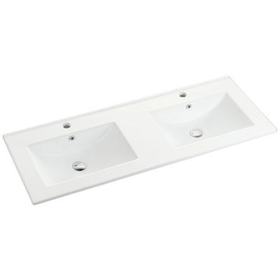 Riva Vienna 1200mm Matte White Double Bowl Wall Hung Vanity (Handy Ceramic Top) - Sydney Home Centre