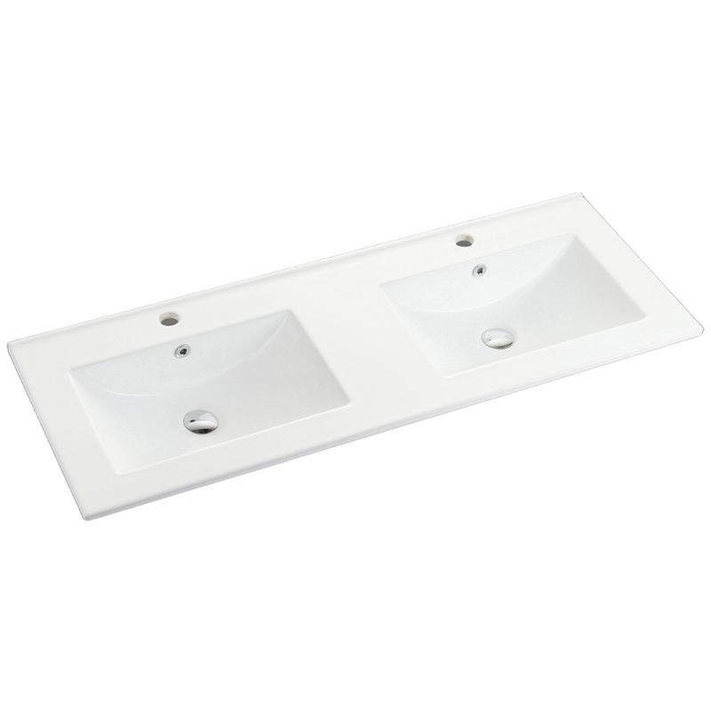 Riva Vienna 1200mm White Oak Double Bowl Wall Hung Vanity (Handy Ceramic Top) - Sydney Home Centre