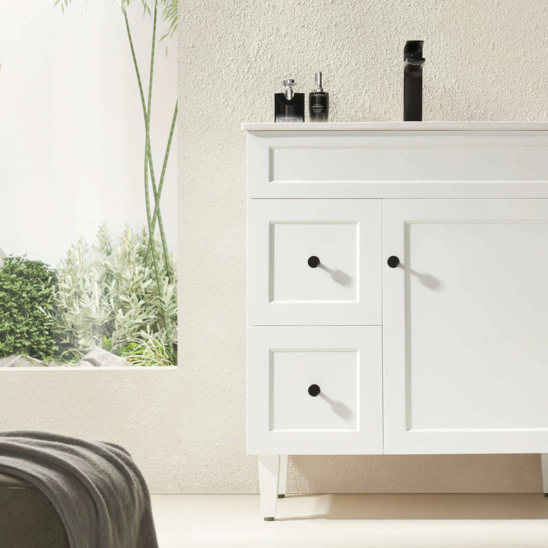 Ceto Harrington 750mm Left Hand Drawer Freestanding Vanity Matte White (Cabinet Only) - Sydney Home Centre