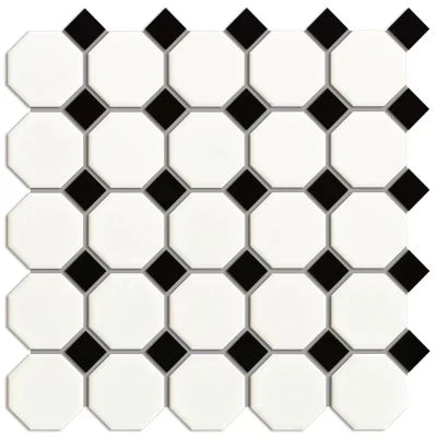 White and Black Matte Porcelain Glazed Octagon (Small) - Sydney Home Centre