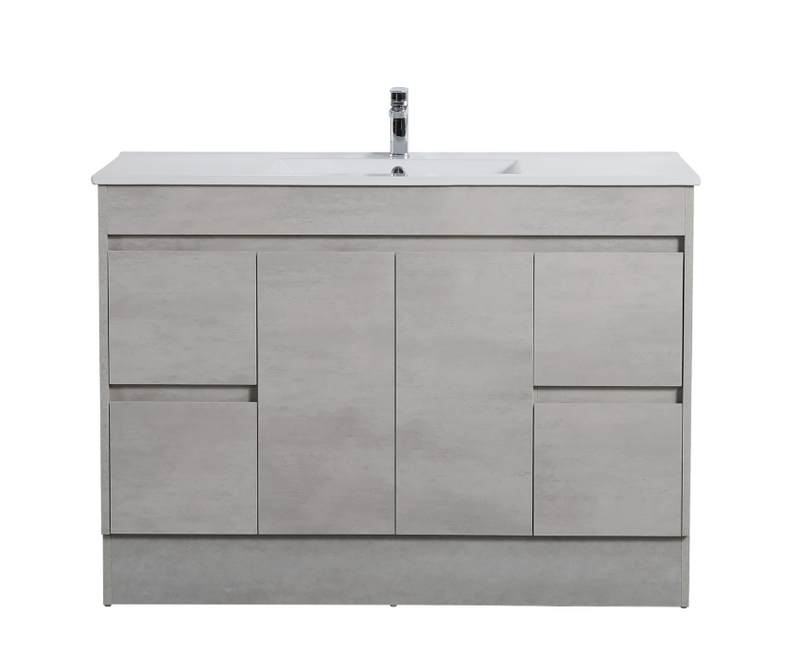 Poseidon Nova 1200mm Single Bowl Vanity with Built-In Kickboard Concrete Grey (Cabinet only) - Sydney Home Centre