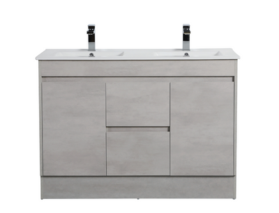 Poseidon Nova 1200mm Double Bowl Vanity with Built-In Kickboard Concrete Grey (Cabinet only) - Sydney Home Centre