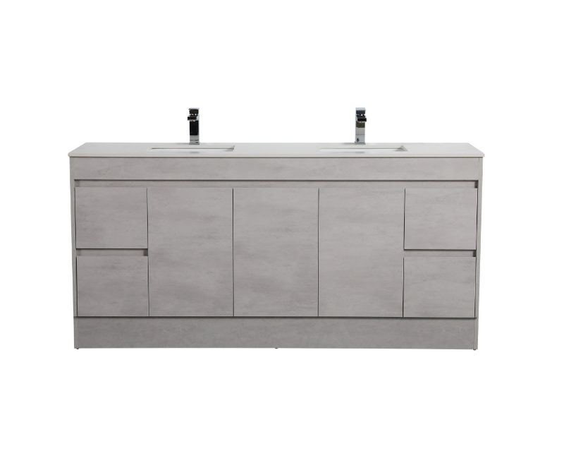 Poseidon Nova 1800mm Double Bowl Vanity with Built-In Kickboard Concrete Grey (Cabinet only) - Sydney Home Centre