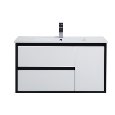 Poseidon Petra 900mm Wall Hung Left Drawer Cabinet with Ceramic Top - Sydney Home Centre