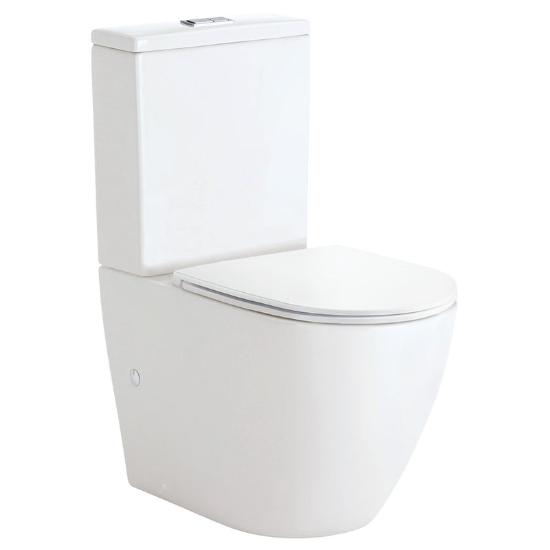 Fienza Koko Back-to-Wall Toilet Suite Slim Seat S-Trap 160-230mm Gloss white - Pan + Seat + GEBERIT Cistern - Sydney Home Centre