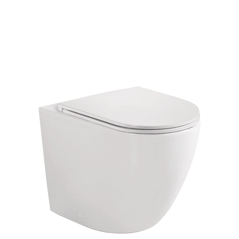 Fienza Koko Wall-Faced Toilet Suite Slim Seat P Trap Gloss White - Pan + Seat + GEBERIT Kappa Under Counter Cistern - Sydney Home Centre