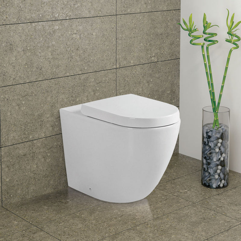 Fienza Koko Wall-Faced Toilet Suite P Trap Gloss White - Pan + Seat + GEBERIT Sigma In-Wall Cistern - Sydney Home Centre