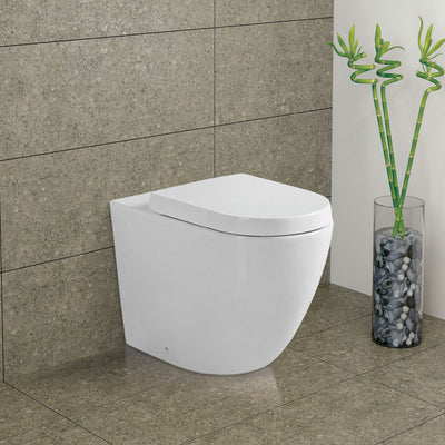 Fienza Koko Wall-Faced Toilet Suite S Trap Gloss White - Pan + Seat + R&T In-Wall Cistern - Sydney Home Centre