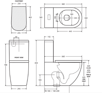 Fienza Koko Back-to-Wall Toilet Suite P-Trap Gloss white - Pan + Seat + GEBERIT Cistern - Sydney Home Centre