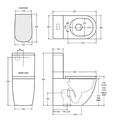 Fienza Koko Back-to-Wall Toilet Suite Slim Seat S-Trap 90-160mm Gloss white - Pan + Seat + R&T Cistern - Sydney Home Centre