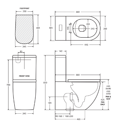 Fienza Koko Back-to-Wall Toilet Suite Slim Seat S-Trap 90-160mm Gloss white - Pan + Seat + R&T Cistern - Sydney Home Centre