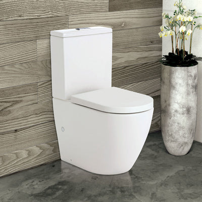 Fienza Koko Back-to-Wall Toilet Suite P-Trap Gloss white - Pan + Seat + GEBERIT Cistern - Sydney Home Centre