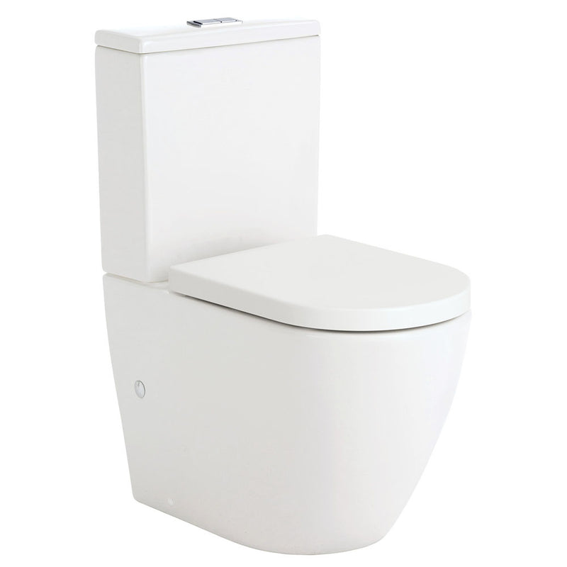 Fienza Koko Back-to-Wall Toilet Suite S-Trap 160-230mm Gloss white - Pan + Seat + GEBERIT Cistern - Sydney Home Centre