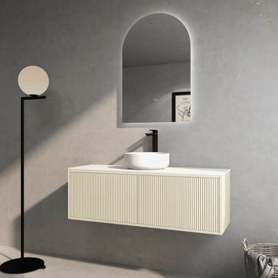 Ceto Bellevue 1200mm Left Hand Drawer Wall Hung Vanity Coastal Oak (Quartz Stone Top) - Sydney Home Centre