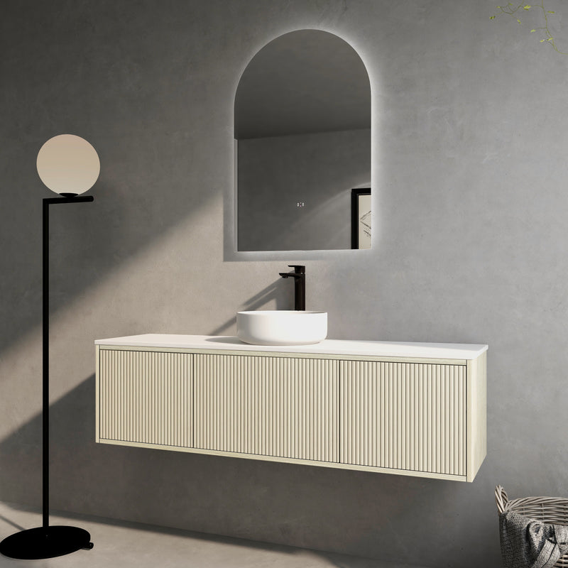 Ceto Bellevue 1500mm Wall Hung Vanity Coastal Oak (Marble Stone Top) - Sydney Home Centre