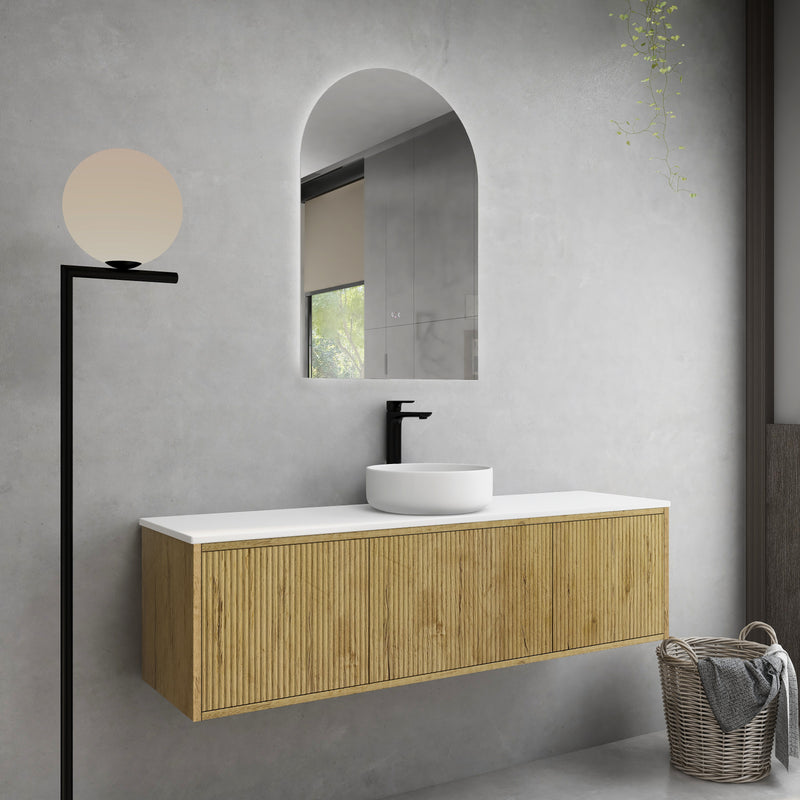 Ceto Bellevue 1500mm Wall Hung Vanity Prime Oak (Quartz Stone Top) - Sydney Home Centre