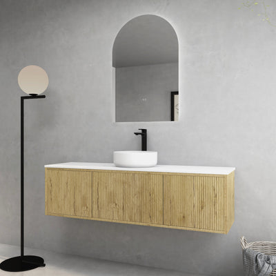 Ceto Bellevue 1500mm Wall Hung Vanity Prime Oak (Marble Stone Top) - Sydney Home Centre