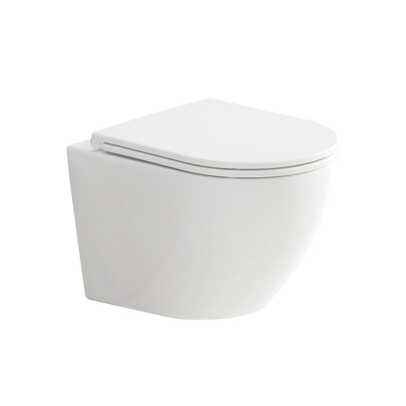 Fienza Koko Wall-Hung Toilet Suite Slim Seat P-Trap Gloss White - Pan + Seat Only (cistern not included) - Sydney Home Centre