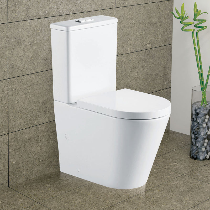Fienza Aluca Back-to-Wall Toilet Suite S-Trap 160-230mm Gloss white - Pan + Seat + GEBERIT Cistern - Sydney Home Centre