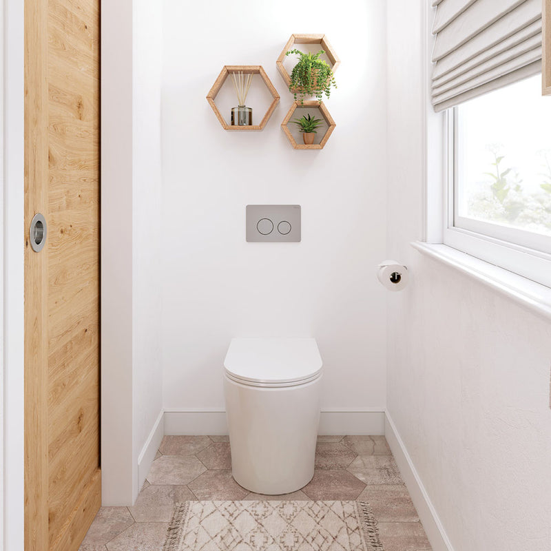 Aluca Wall-Faced Toilet Suite Slim Seat S-Trap Gloss White - Pan + Seat + R&T In-Wall Cistern - Sydney Home Centre