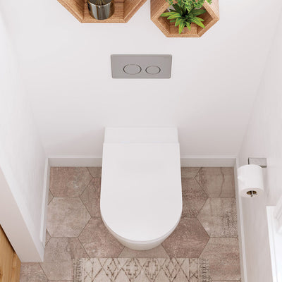 Aluca Wall-Faced Toilet Suite Slim Seat S-Trap Gloss White - Pan + Seat + R&T In-Wall Cistern - Sydney Home Centre