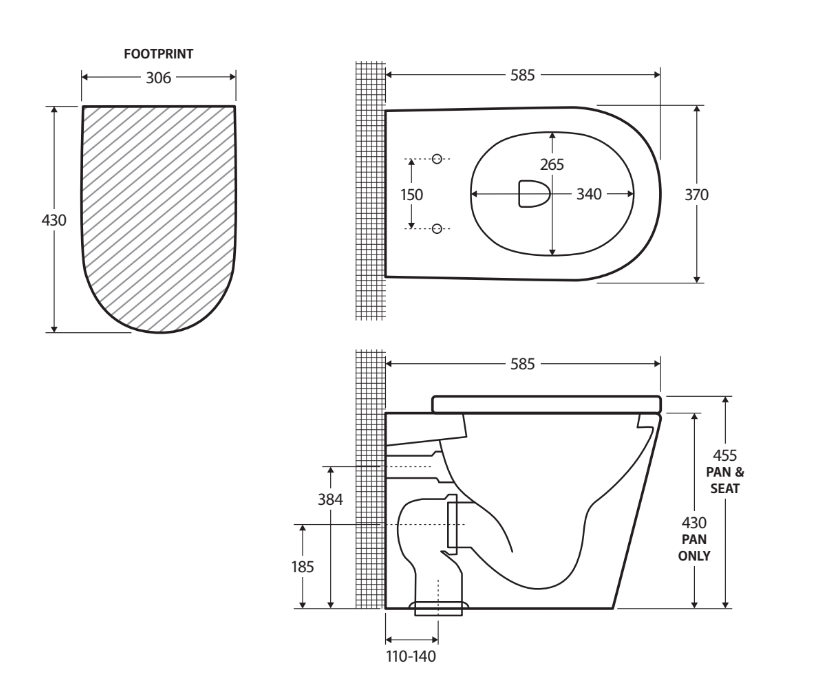 Aluca Wall-Faced Toilet Suite P-Trap Gloss White - Pan + Seat + GEBERIT ...