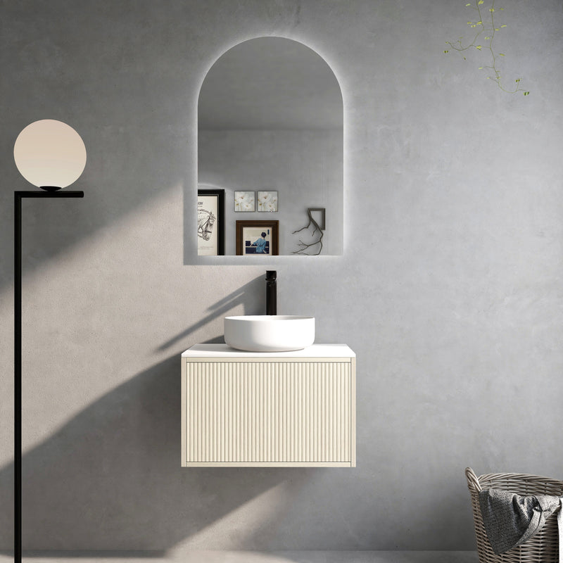 Ceto Bellevue 600mm Wall Hung Vanity Coastal Oak (Marble Stone Top) - Sydney Home Centre