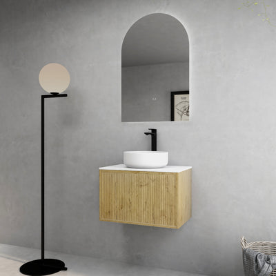 Ceto Bellevue Ensuite Slim 600mm Wall Hung Vanity Prime Oak (Cabinet Only) - Sydney Home Centre