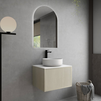 Ceto Bellevue 600mm Wall Hung Vanity Coastal Oak (Marble Stone Top) - Sydney Home Centre